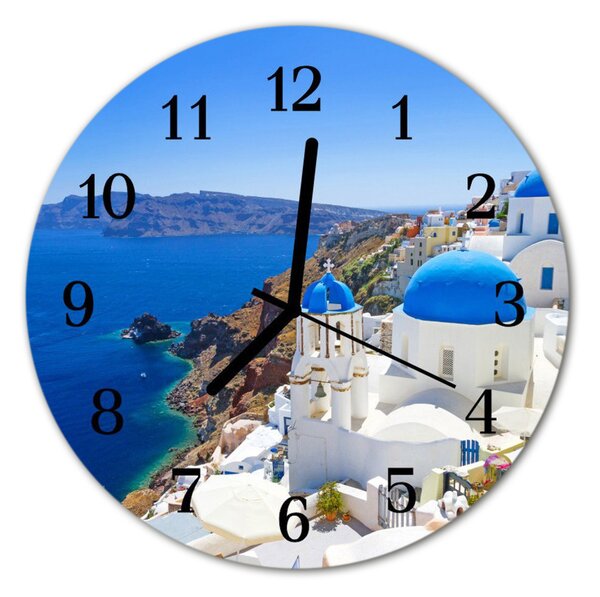 Nástenné sklenené hodiny Santorini fi 30 cm