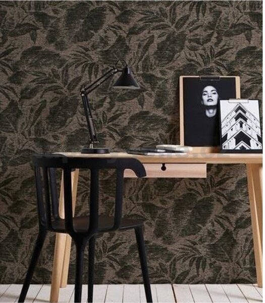 Vliesové tapety na stenu Greenery 37219-2, rozmer 10,05 m x 0,53 m, hnedé tropické listy, A.S. Création