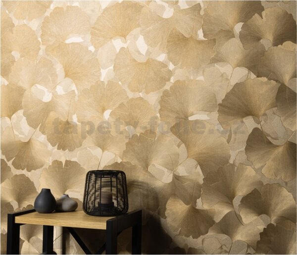 Vliesové tapety na stenu Elysium 10470-30, rozmer 10,05 m x 0,53 m, listy ginko zlaté, Erismann