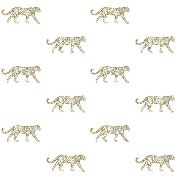Biela vliesová tapeta so zlatými leopardmi 347685, Precious, Origin