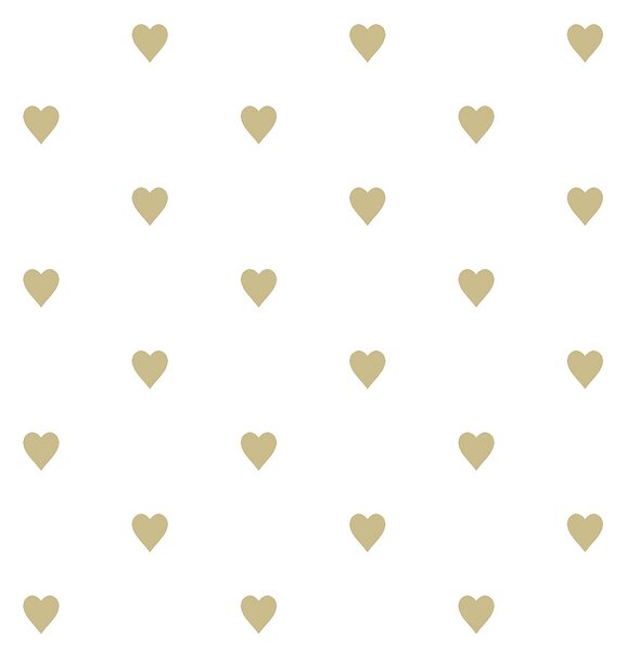 Biela tapeta geometrický vzor so zlatými srdiečkami 347679, Precious, Origin