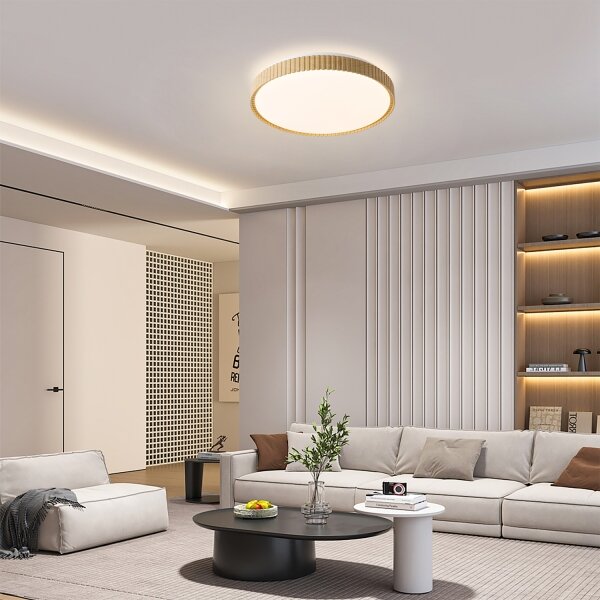 Brilagi-LED Stmievateľné stropné svietidlo CORVO LED/72W/230V 3000-6000K s drevodekorom pr.50 cm + diaľkové ovládanie