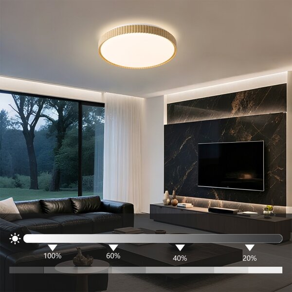 Brilagi-LED Stmievateľné stropné svietidlo CORVO LED/72W/230V 3000-6000K s drevodekorom pr.50 cm + diaľkové ovládanie
