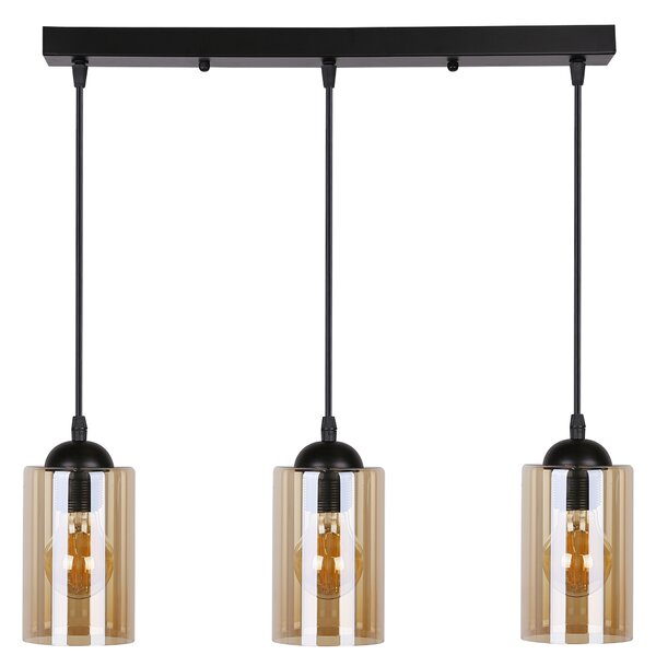Čierno-hnedý závesný luster Bistro pre žiarovku 3x E27 – LED lustre a svietidlá > Kolekcie svietidiel > Kolekcia svietidiel BISTRO