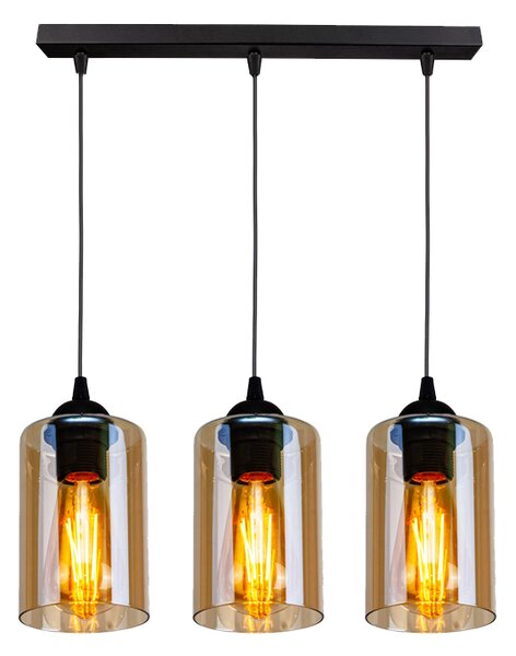 Čierno-hnedý závesný luster Bistro pre žiarovku 3x E27 – LED lustre a svietidlá > Kolekcie svietidiel > Kolekcia svietidiel BISTRO