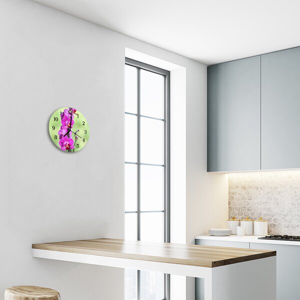 Nástenné sklenené hodiny Orchidea fi 30 cm