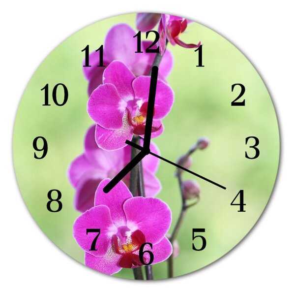 Nástenné sklenené hodiny Orchidea fi 30 cm