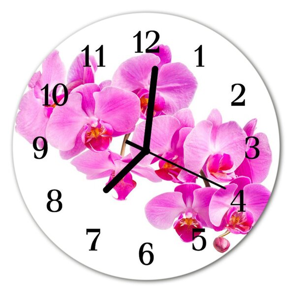 Nástenné sklenené hodiny Orchidea fi 30 cm