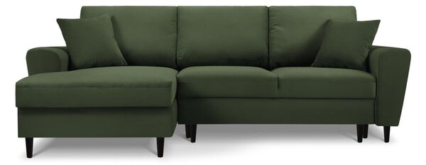 Zelená menčestrová rozkladacia/s úložným priestorom rohová pohovka (ľavý roh/s leňoškou) Kyoto – Cosmopolitan Design
