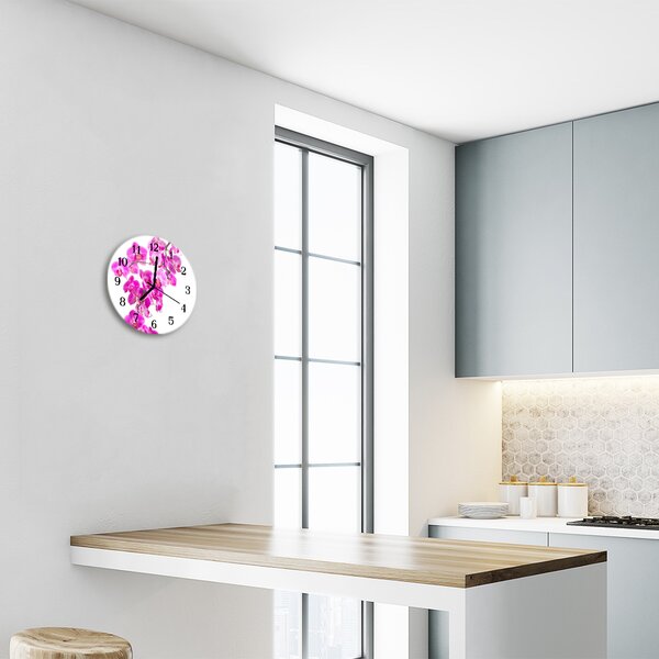 Nástenné sklenené hodiny Orchidea fi 30 cm