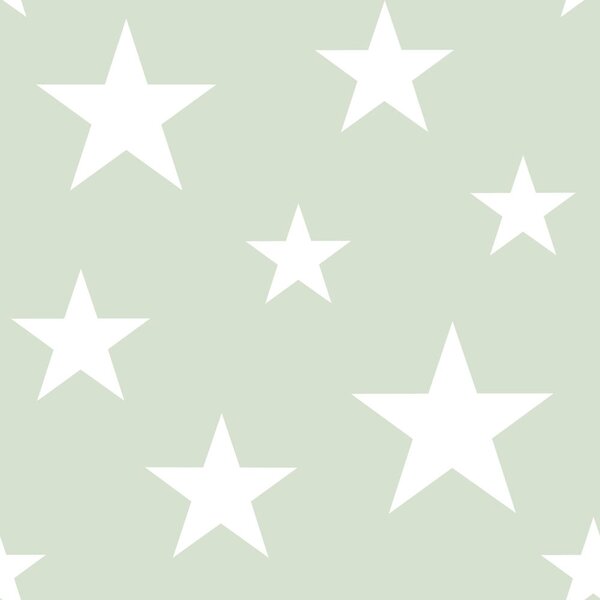 Mentolovo zelená vliesová tapeta s bielymi hviezdami 128865, Little Bandits, Esta