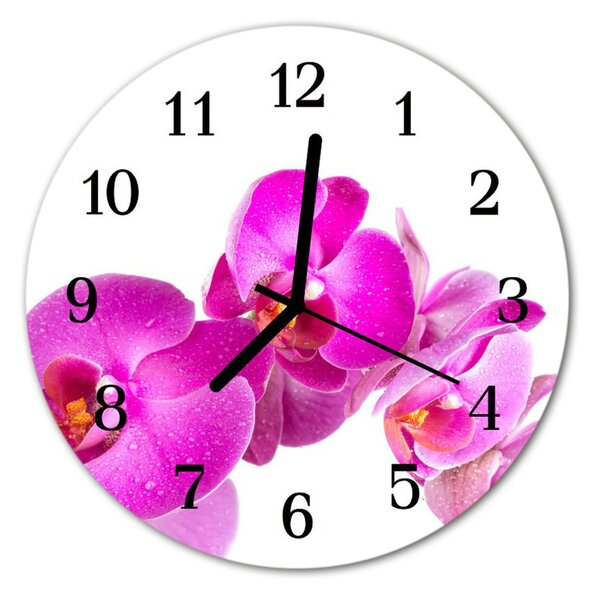 Nástenné sklenené hodiny Orchidea fi 30 cm