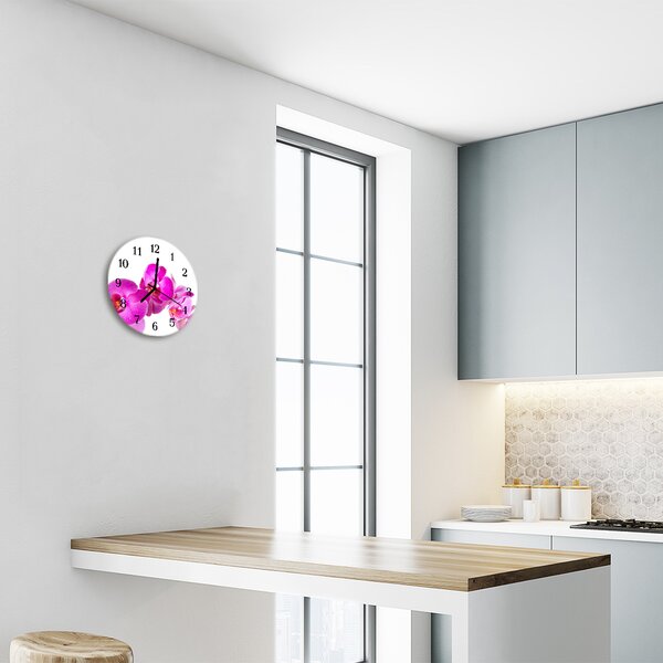 Nástenné sklenené hodiny Orchidea fi 30 cm