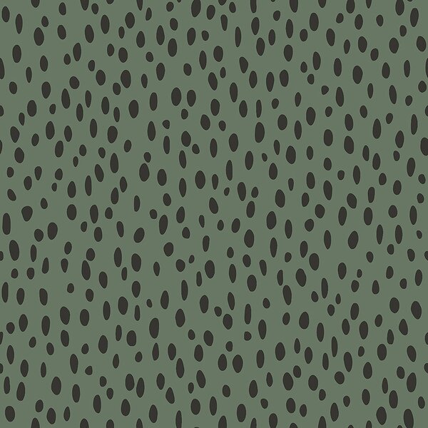 Vliesová tapeta zelená s čiernymi nepravidelnými oválmi 139258, Forest Friends, Esta