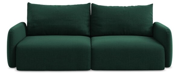 Tmavozelená zamatová rozkladacia/s úložným priestorom pohovka 238 cm Kalena – Makamii