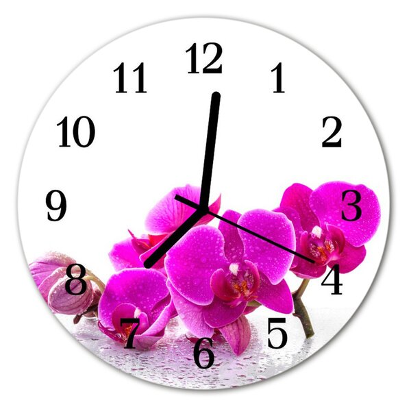 Nástenné sklenené hodiny Orchidea fi 30 cm