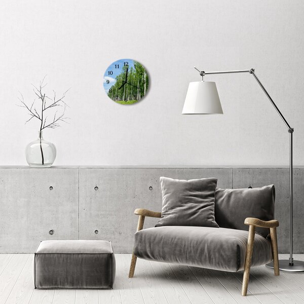 Nástenné sklenené hodiny Birch les fi 30 cm