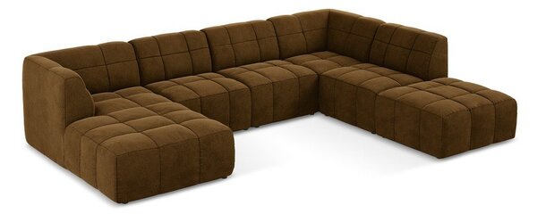 Zamatová rohová pohovka v horčicovej farbe (do tvaru "U") Aloha – Makamii