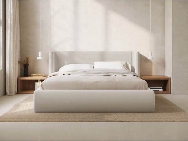 Béžová čalúnená dvojlôžková posteľ s úložným priestorom s roštom 200x200 cm Jason – Windsor & Co Sofas