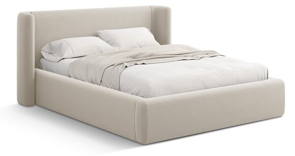 Béžová čalúnená dvojlôžková posteľ s úložným priestorom s roštom 200x200 cm Jason – Windsor & Co Sofas