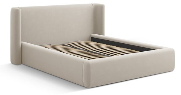 Béžová čalúnená dvojlôžková posteľ s úložným priestorom s roštom 200x200 cm Jason – Windsor & Co Sofas