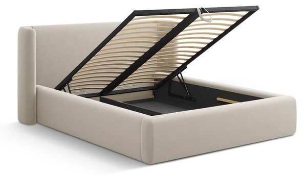 Béžová čalúnená dvojlôžková posteľ s úložným priestorom s roštom 200x200 cm Jason – Windsor & Co Sofas