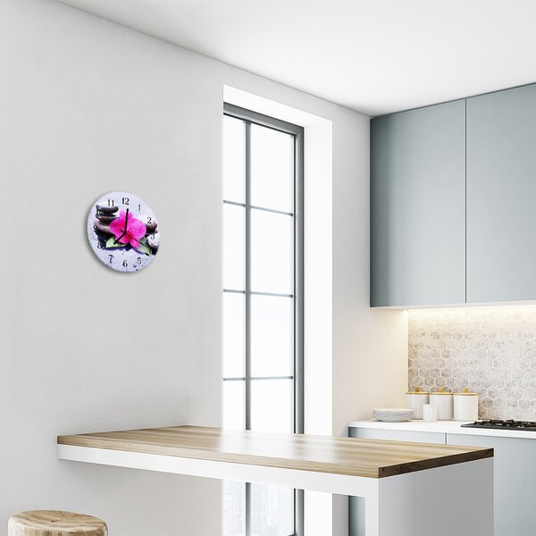 Nástenné sklenené hodiny Orchidea fi 30 cm