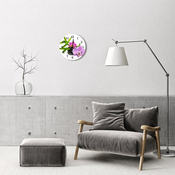 Nástenné sklenené hodiny Orchidea fi 30 cm