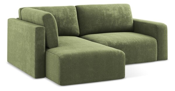 Zelená ženilková rozkladacia/s úložným priestorom rohová pohovka (ľavý roh/do L) Kona – Makamii