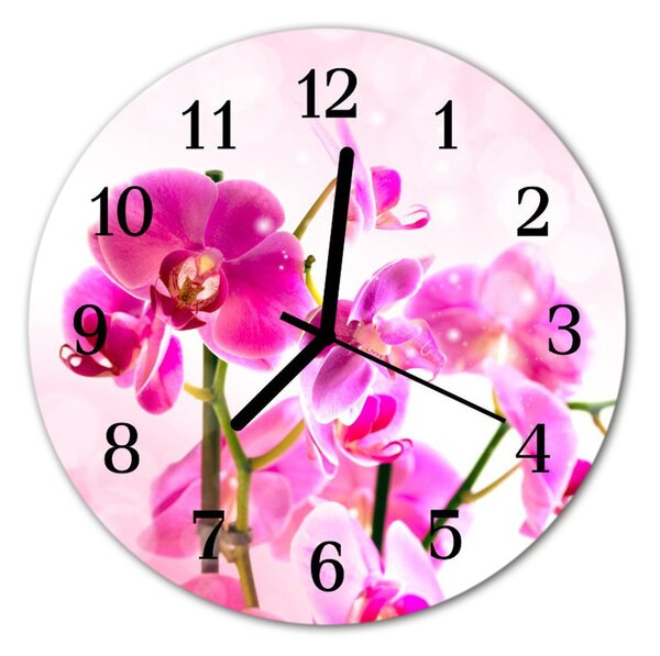 Nástenné sklenené hodiny Orchidea fi 30 cm