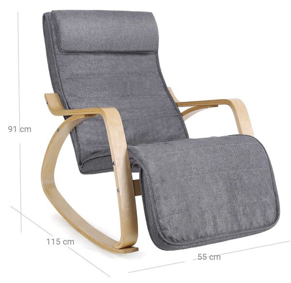 Hojdacie kreslo, leňoška SWING nosnosť 150kg, 67x115x91cm, sivá SongmicsHome