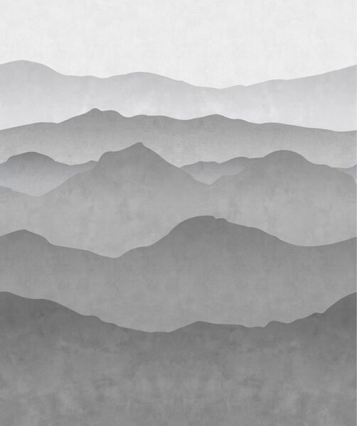 Vliesová obrazová tapeta, Čiernobiela horská krajina 158939, 250x300cm, Black & White, Esta
