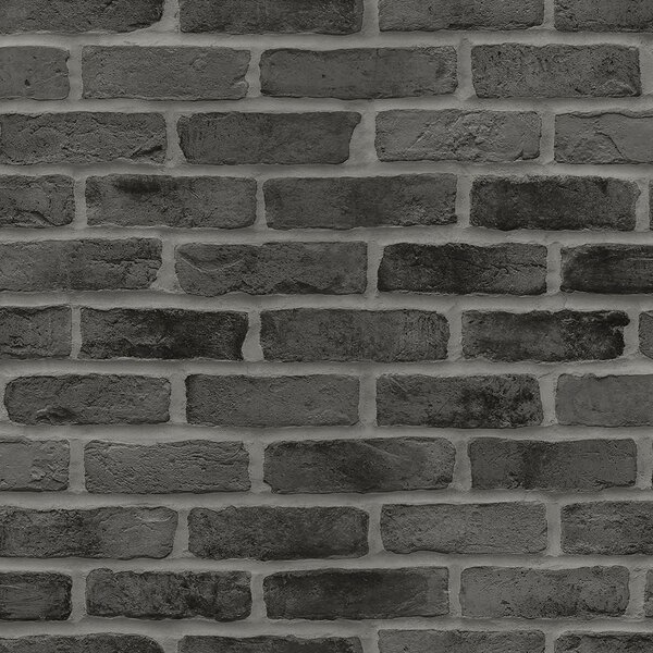 Čierna vliesová tapeta tehla, tehlová múr 139138, Black & White, Esta