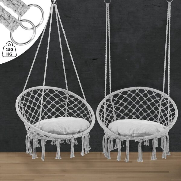 Závesné kreslo BOHO s vankúšmi, Ø61cm, svetlo sivá Detex