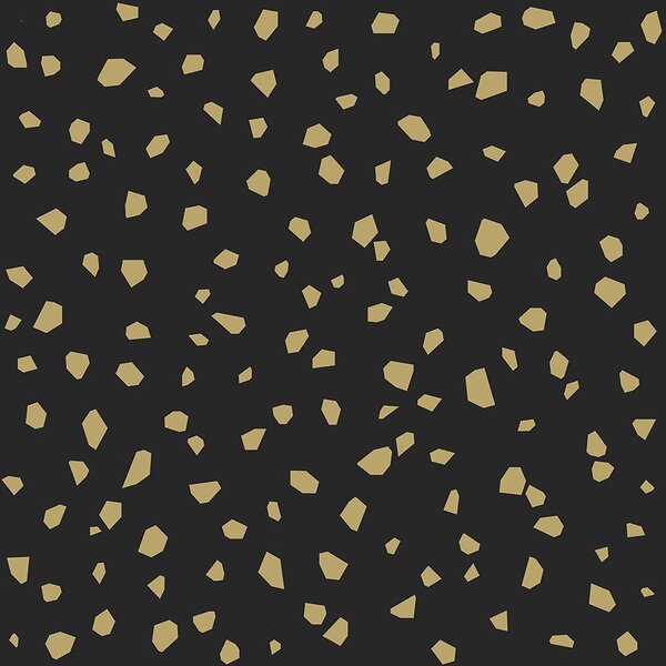 Vliesová čierna tapeta, nepravidelné zlaté tvary 139134, Black & White, Esta