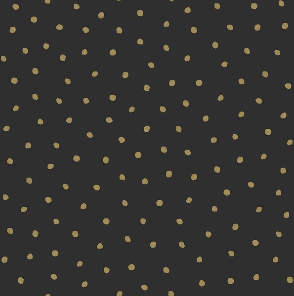 Vliesová čierna tapeta so zlatými bodkami 139122, Black & White, Esta