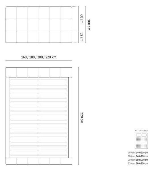 Krémovobiela čalúnená dvojlôžková posteľ s úložným priestorom s roštom 160x200 cm Bellis – Micadoni Home