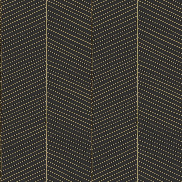 Čierno-zlatá vliesová tapeta prúžky, pruhy 139136, Black & White, Art Deco, Esta