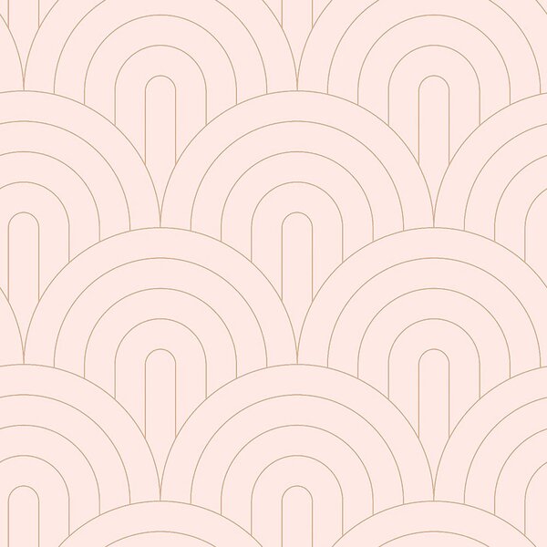 Vliesová ružová tapeta, geometrický oblúkový vzor 139217, Art Deco, Esta