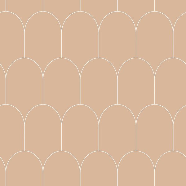 Béžová vliesová tapeta, geometrický oblúkový vzor 139203, Art Deco, Esta