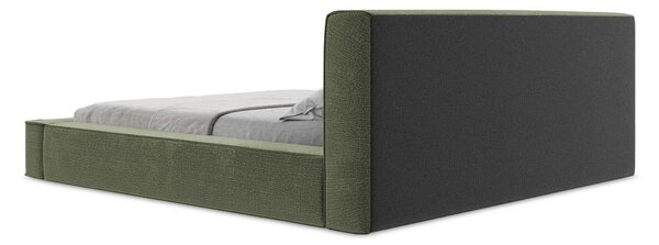 Zelená čalúnená dvojlôžková posteľ s úložným priestorom s roštom 140x200 cm Noho – Makamii