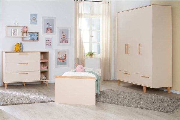 Krémová/v prírodnej farbe detská šatníková skriňa v dekore duba 138x200x55 cm Jil – Roba