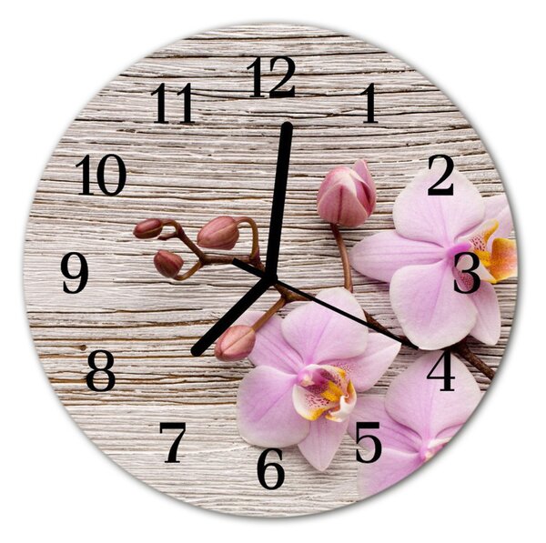 Nástenné sklenené hodiny Orchidea fi 30 cm