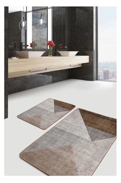 Sivo-hnedé zamatové kúpeľňové predložky v súprave 2 ks 60x100 cm – Mila Home
