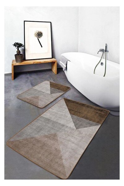 Sivo-hnedé zamatové kúpeľňové predložky v súprave 2 ks 60x100 cm – Mila Home