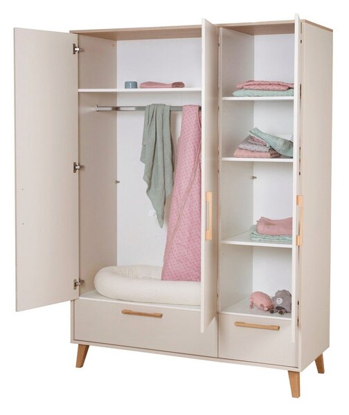 Krémová/v prírodnej farbe detská šatníková skriňa v dekore duba 138x200x55 cm Jil – Roba