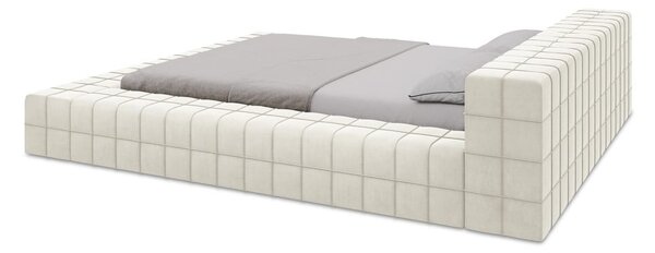 Krémovobiela čalúnená dvojlôžková posteľ s roštom 140x200 cm Akela – Makamii