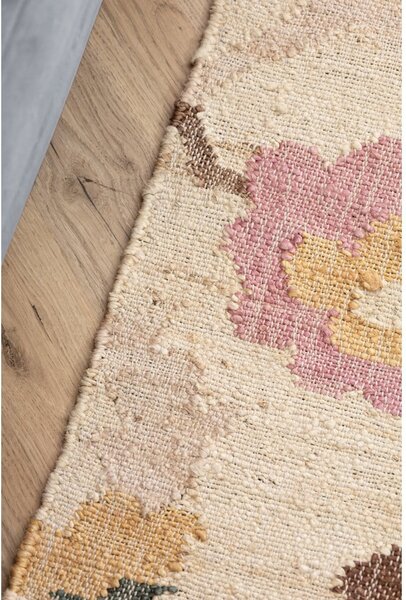 Krémový ručne tkaný jutový koberec 80x150 cm Roya Violette – Elle Decoration