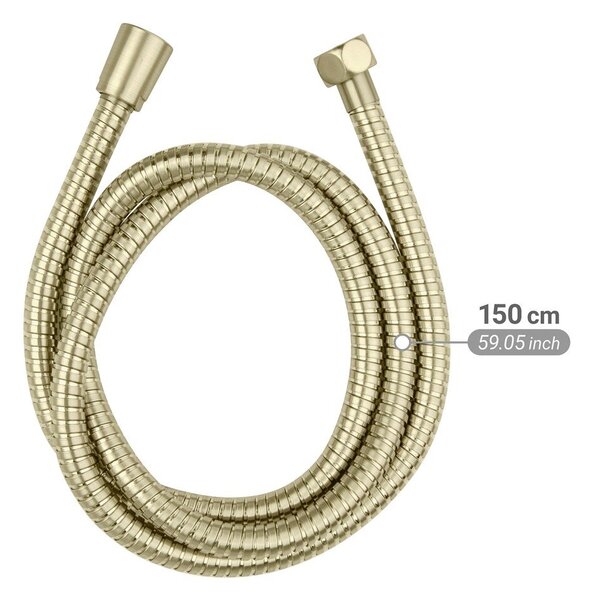 Matne zlatá sprchová hadica z nehrdzavejúcej ocele 150 cm Brass – Wenko