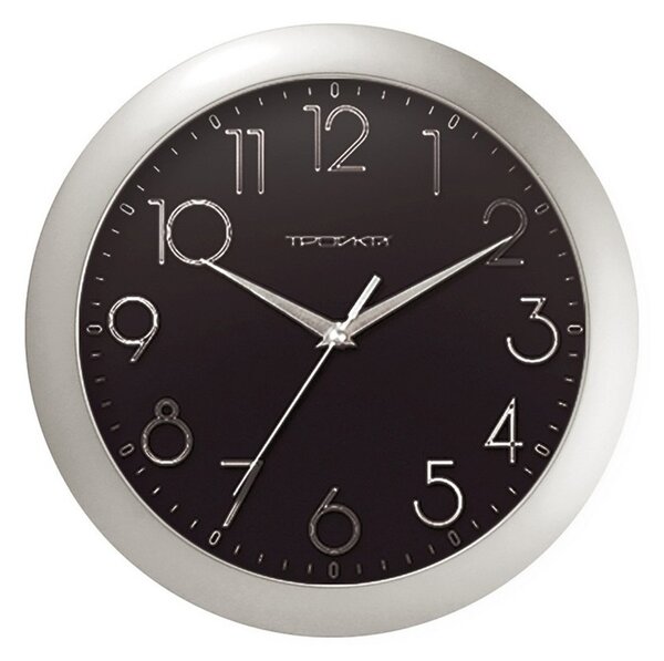 Nástěnné hodiny s minerálním sklem Troyka čierno-strieborná, pr. 29 cm